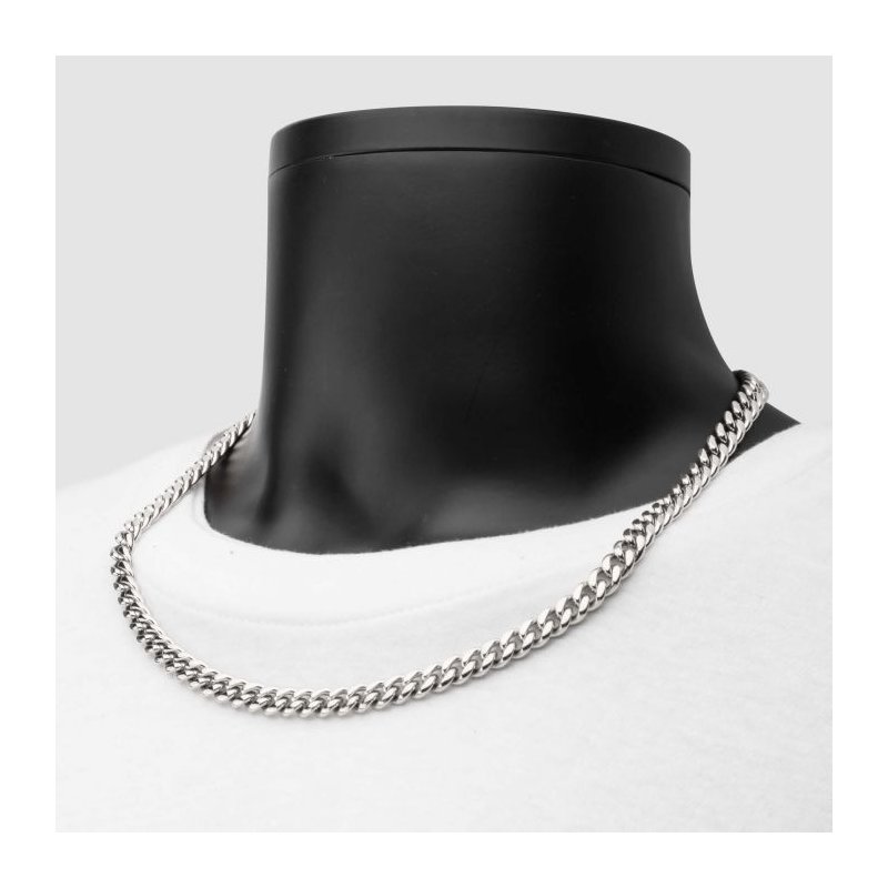 INOX Jewelry 8mm Steel Miami Cuban Chain Necklace with CNC