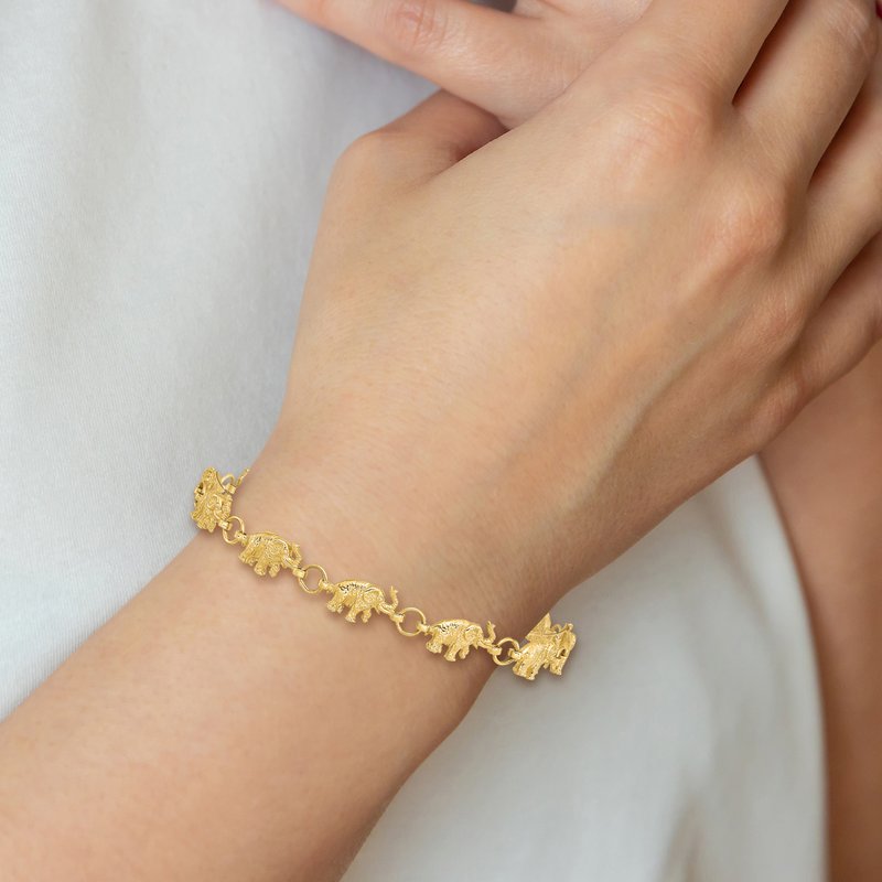 Quality Gold 14k Polished and Textured Elephant 7 inch