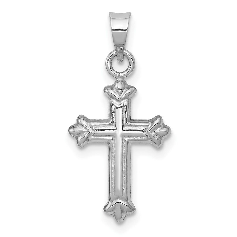 14k Gold Fleur de Lis Hollow Cross Charm