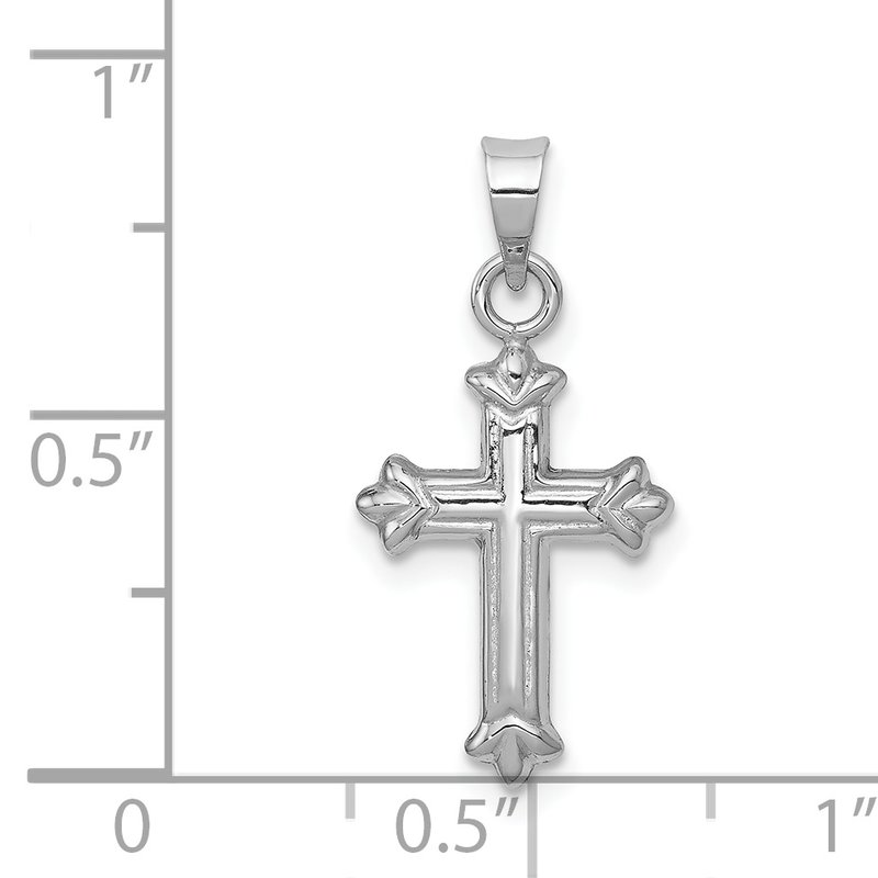 14k Gold Fleur de Lis Hollow Cross Charm
