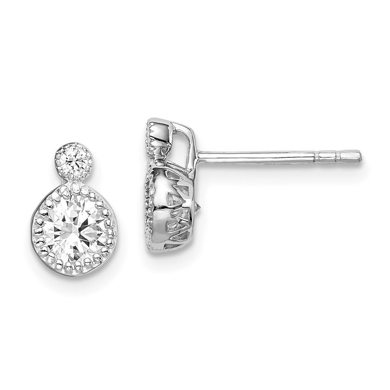 CZ Double Circle Post Earring in Gold Plate CZ Double Circle Post Earring in Gold Plate