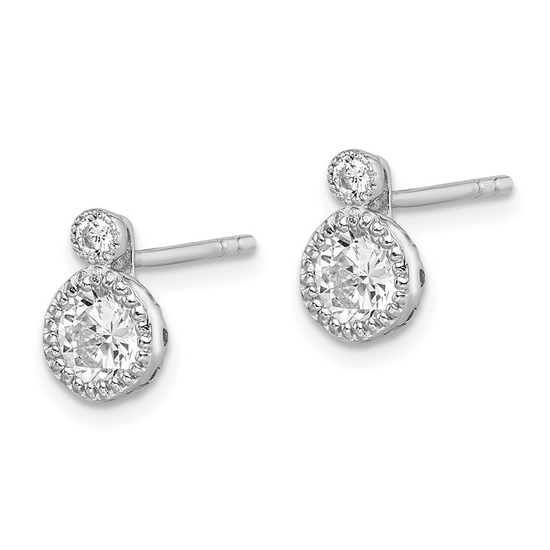 CZ Double Circle Post Earring in Gold Plate CZ Double Circle Post Earring in Gold Plate