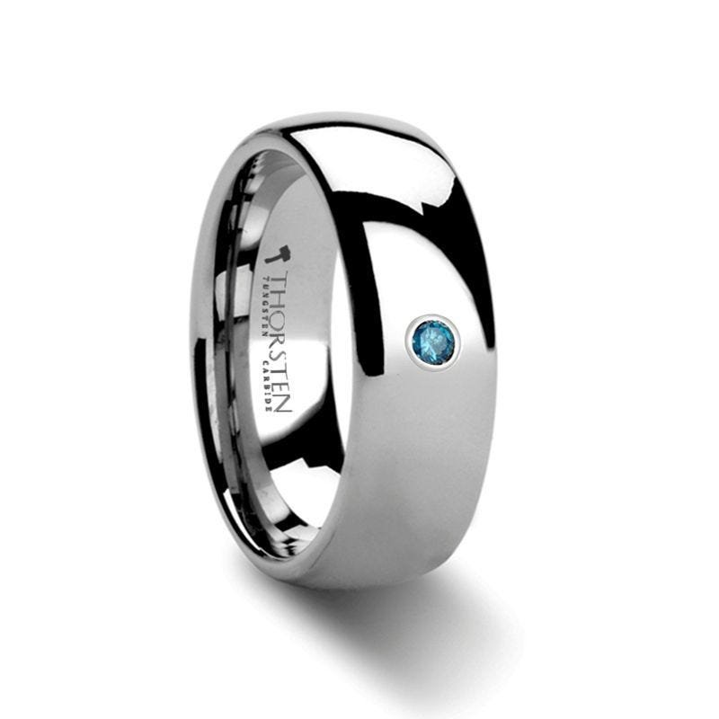 Thorsten BUCKINGHAM Domed Blue Diamond Tungsten Carbide Ring - 6mm & 8mm Thorsten BUCKINGHAM Domed Blue Diamond Tungsten Carbide Ring - 6mm & 8mm