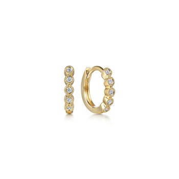 10mm 14K Yellow Gold Diamond Bezel Setting Huggie Earrings EG14965Y45JJ