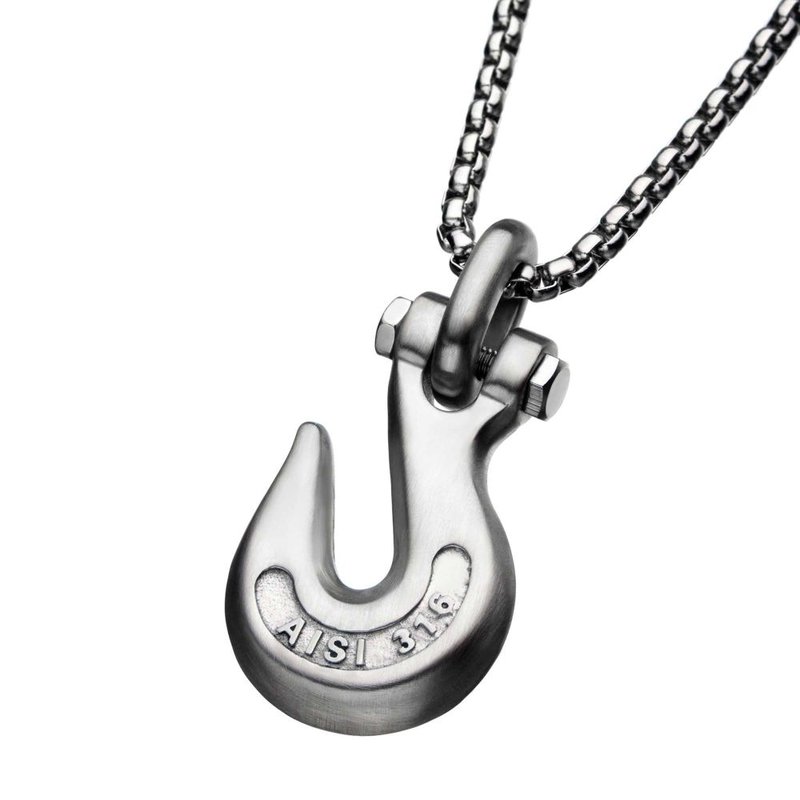 INOX Jewelry Matte Steel Clevis Grab Hook Pendant with Steel Bold