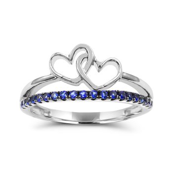 Sterling Silver Created Blue Sapphire Heart Ring R11204CSS