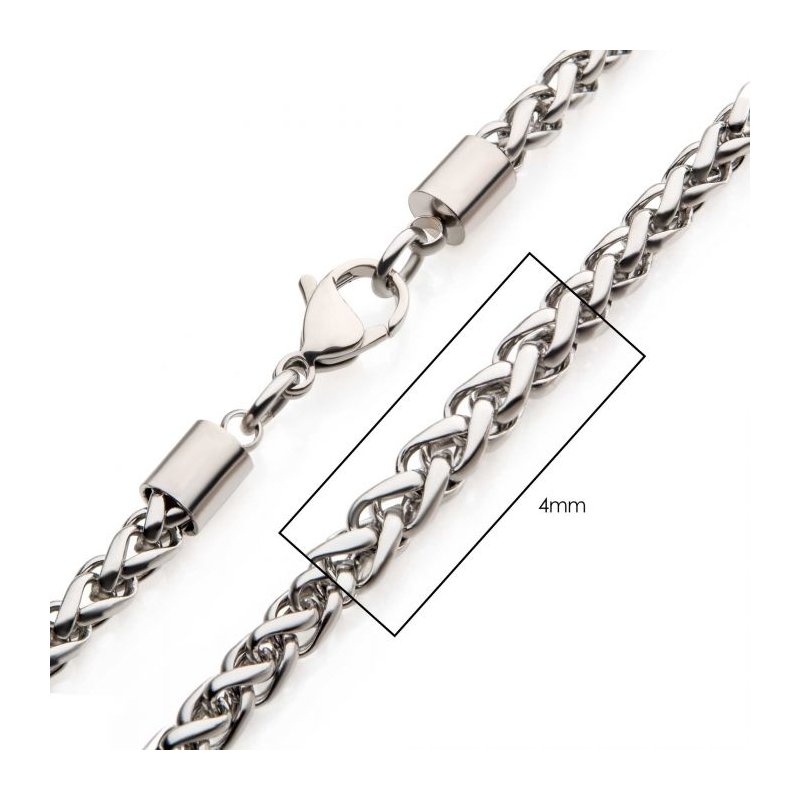 INOX Jewelry 4mm Steel Wheat Chain Necklace NSTC1404 - Delores