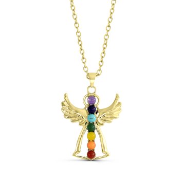 Angel Wings Pendant with Multicolor Gemstones Z124-LN5104