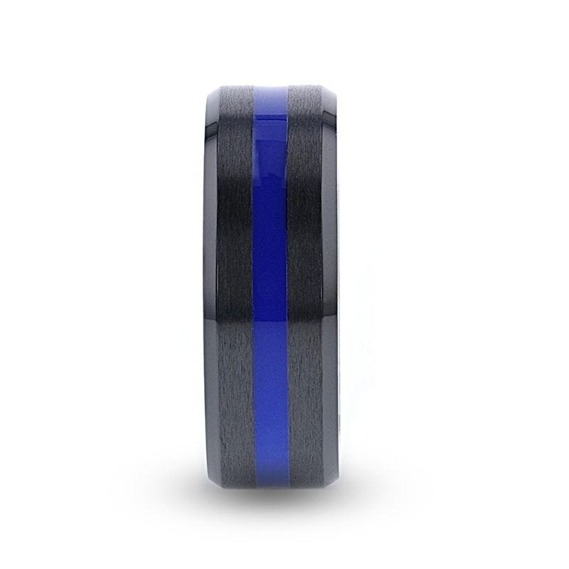 Thorsten Rings DECLAN Men' Beveled Black Ceramic Brushed