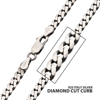 INOX Jewelry 4mm 925 Italy Silver Black Rhodium Plated Brushed