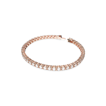 Swarovski Matrix Tennis bracelet, Round cut, White, Gold
