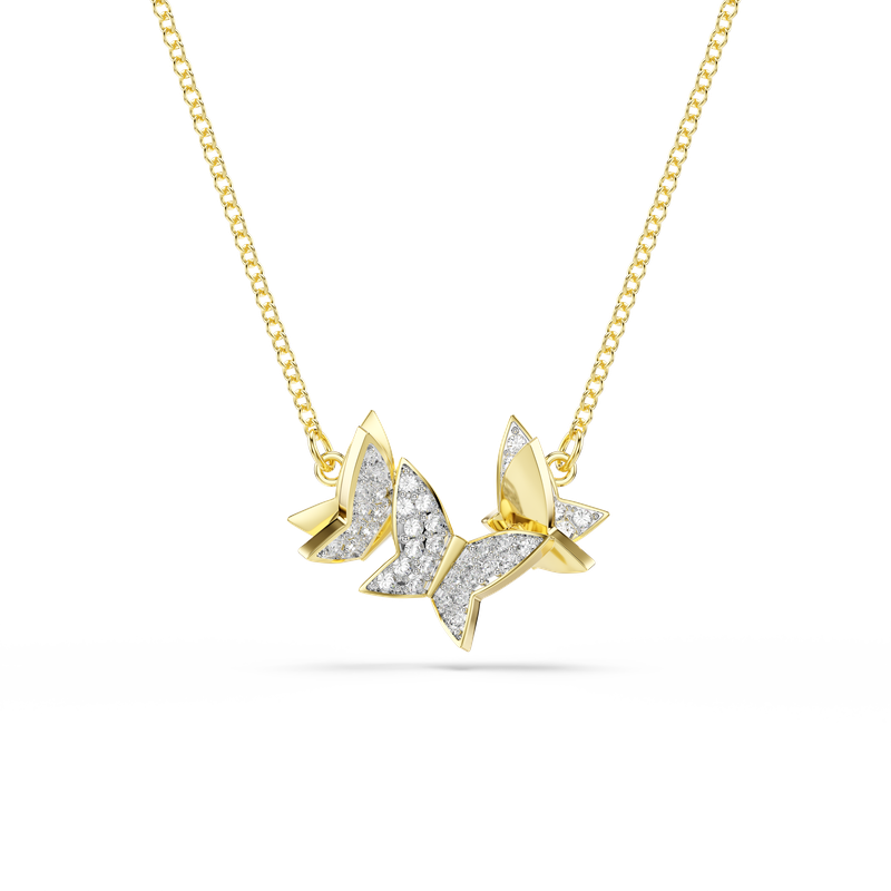 Swarovski Idyllia Lilia necklace, Butterfly, White, Gold-tone