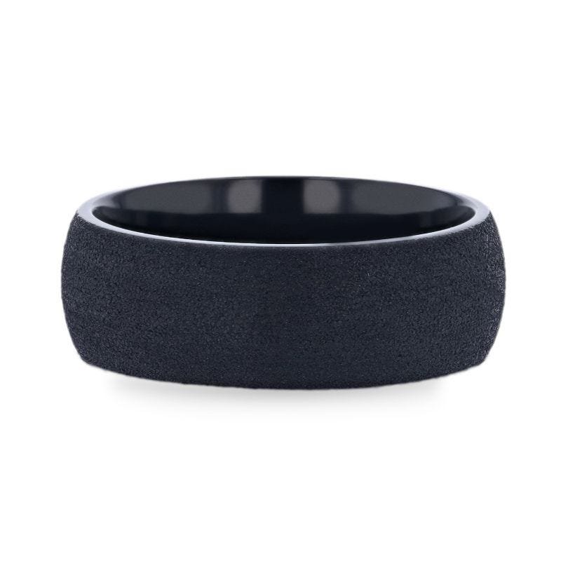 Thorsten CIMMERIAN Domed Black Titanium Men's Wedding Band With Sand Blasted Finish - 8mm Thorsten CIMMERIAN Domed Black Titanium Men's Wedding Band With Sand Blasted Finish - 8mm