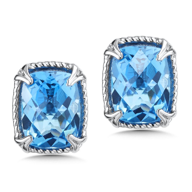 Colore Sg Sterling Silver Blue Topaz Stud Earrings LVE684-BT