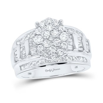 GND 10kt White Gold Round Diamond Oval Bridal Wedding GND 10kt White Gold Round Diamond Oval Bridal Wedding