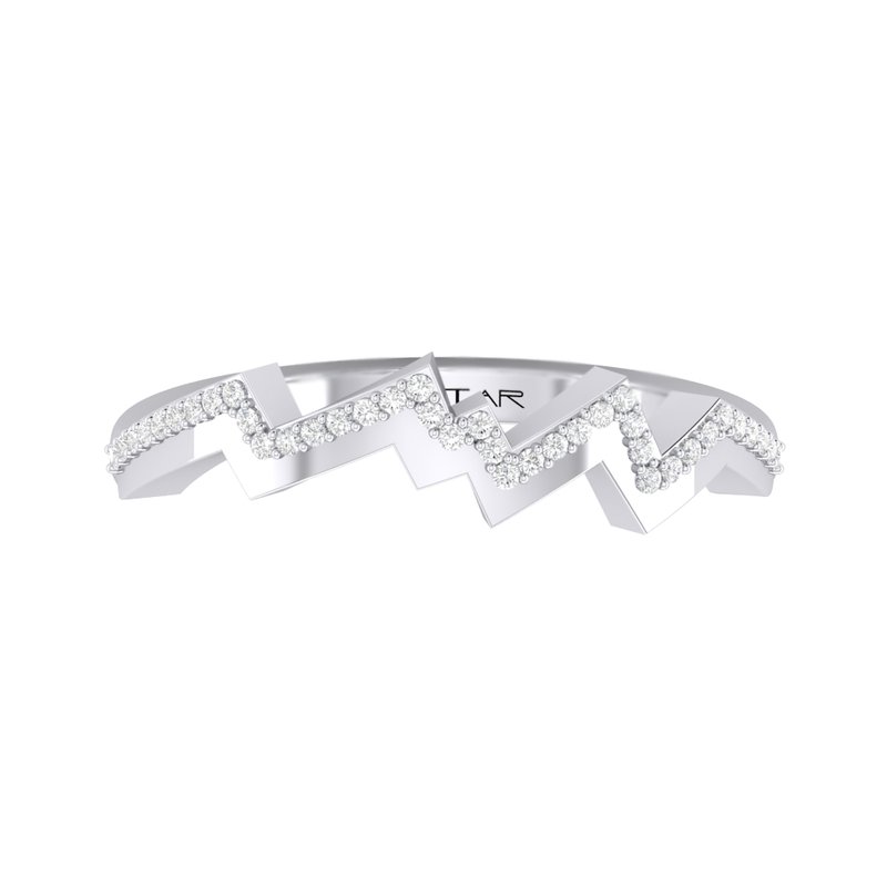 Nature Inspired Round Diamond Mountain Shaped Ring R15497B