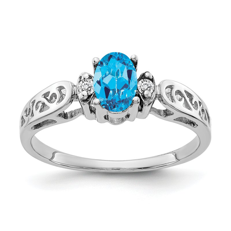 Quality Gold 14k White Gold 6x4mm Oval Blue Topaz AAA Quality Gold 14k White Gold 6x4mm Oval Blue Topaz AAA