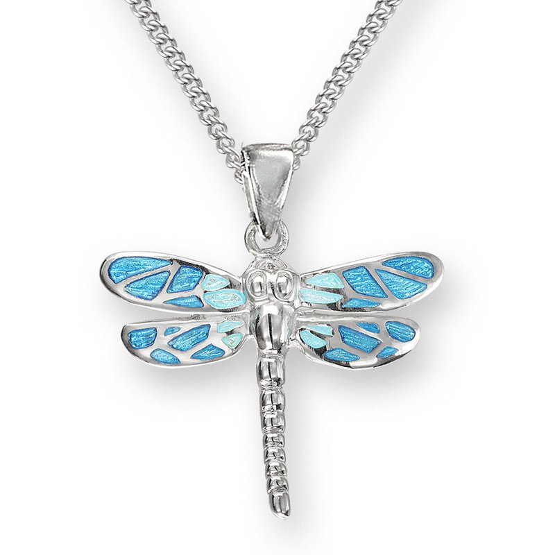 Nicole Barr Designs Blue Dragonfly Necklace. Sterling Silver