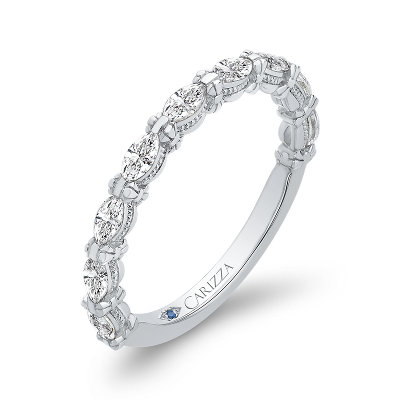1/20 CT. T.W. Marquise Composite Diamond Beaded Wave Ring in