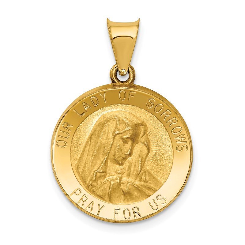14k Gold Our Lady of Sorrows Medal Hollow Pendant 14k Gold Our Lady of Sorrows Medal Hollow Pendant