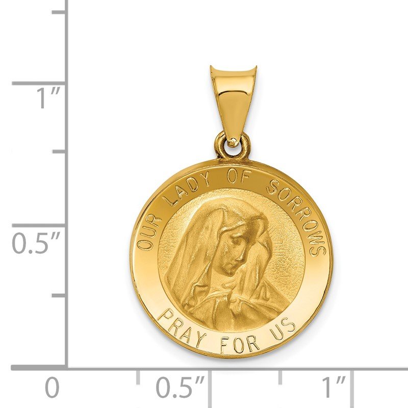 14k Gold Our Lady of Sorrows Medal Hollow Pendant 14k Gold Our Lady of Sorrows Medal Hollow Pendant