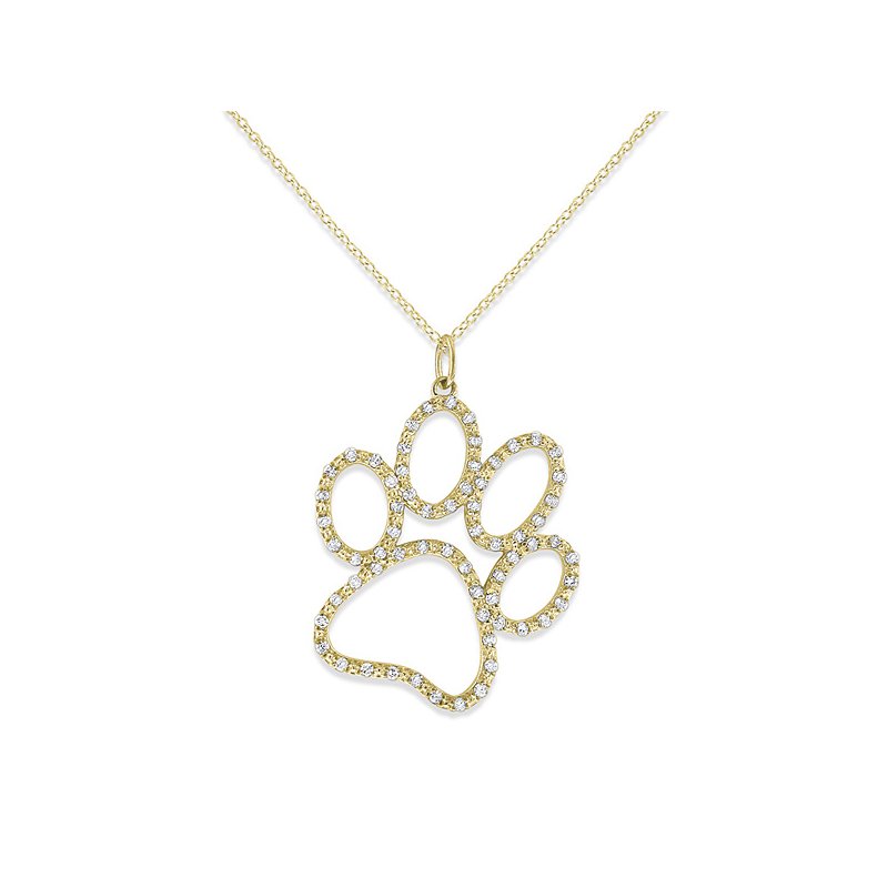 KC Designs Diamond Jumbo Dog Paw Necklace in 14k Yellow Gold with 66 Diamonds weighing .33ct tw N12416 Burri Jewelers