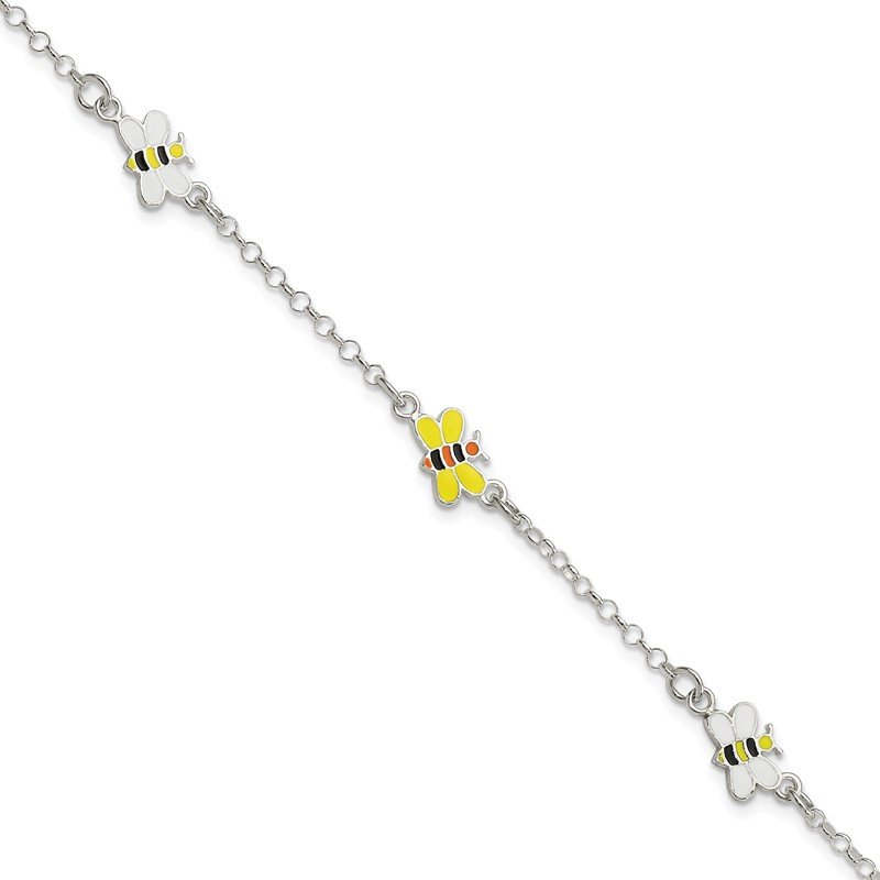 Sterling Silver Children's Enameled Bee Bracelet Sterling Silver Children's Enameled Bee Bracelet