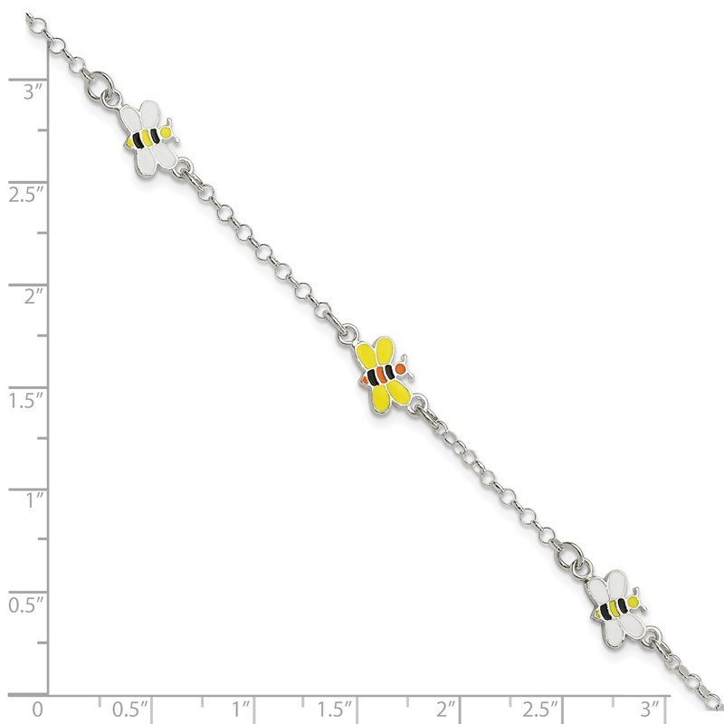 Sterling Silver Children's Enameled Bee Bracelet Sterling Silver Children's Enameled Bee Bracelet