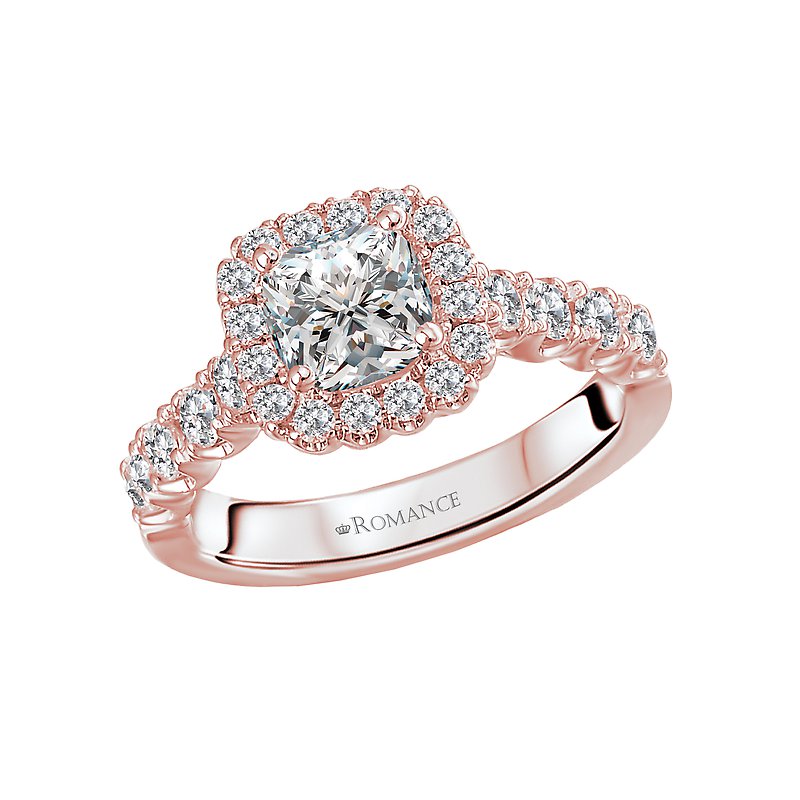 最新作の Romance Halo Semi-Mount Diamond Ring 117404-100K - KIM アクセサリー