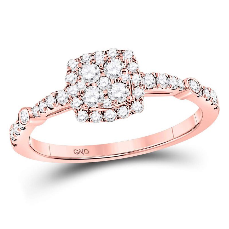 GND 14kt Rose Gold Round Diamond Square Cluster Bridal