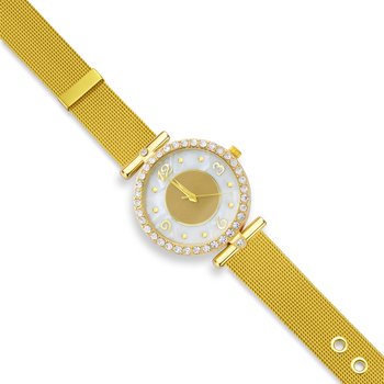 Goldtone Faux MOP Crystal Watch S618-SW1853GT