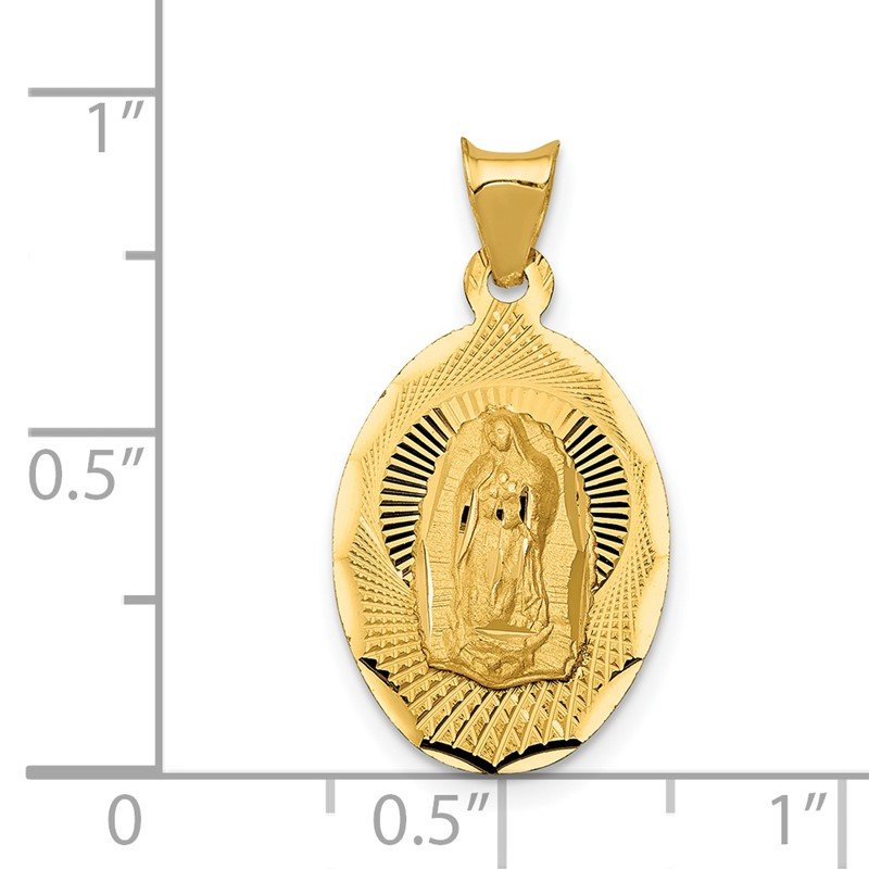 14K Gold Polished D/C Lady Of Guadalupe Oval Pendant 14K Gold Polished D/C Lady Of Guadalupe Oval Pendant