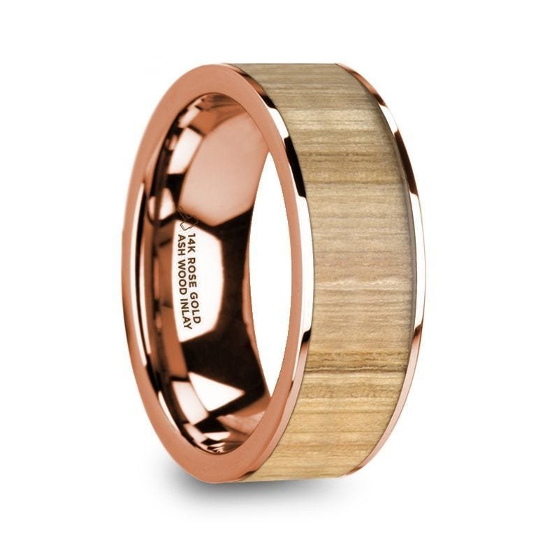 Thorsten Rings NICOMEDES Polished 14K Rose Gold Men' Wedding Ring