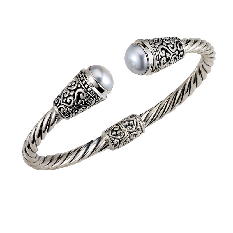 Samuel B STERLING SILVER BALINESE DESIGN WHITE FRESHWATER PEARL