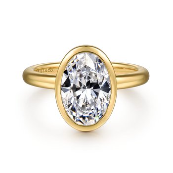 14K Yellow Gold Oval Bezel Set Diamond Engagement Ring ER16526O8Y4JJJ