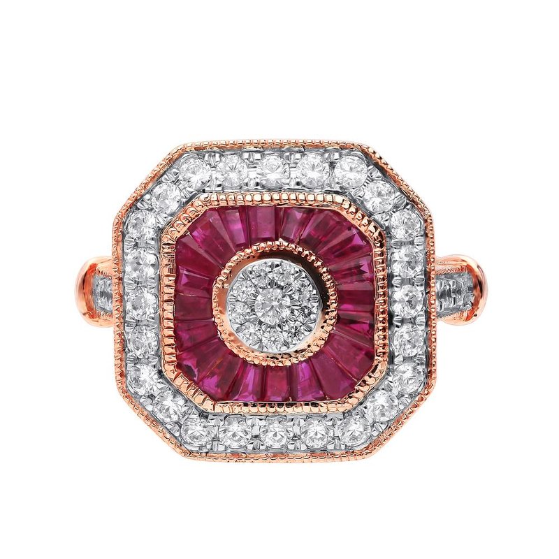Low Cost Luxury 14K 0.65Ct Diamond Ruby Ring 55136 - Diamond
