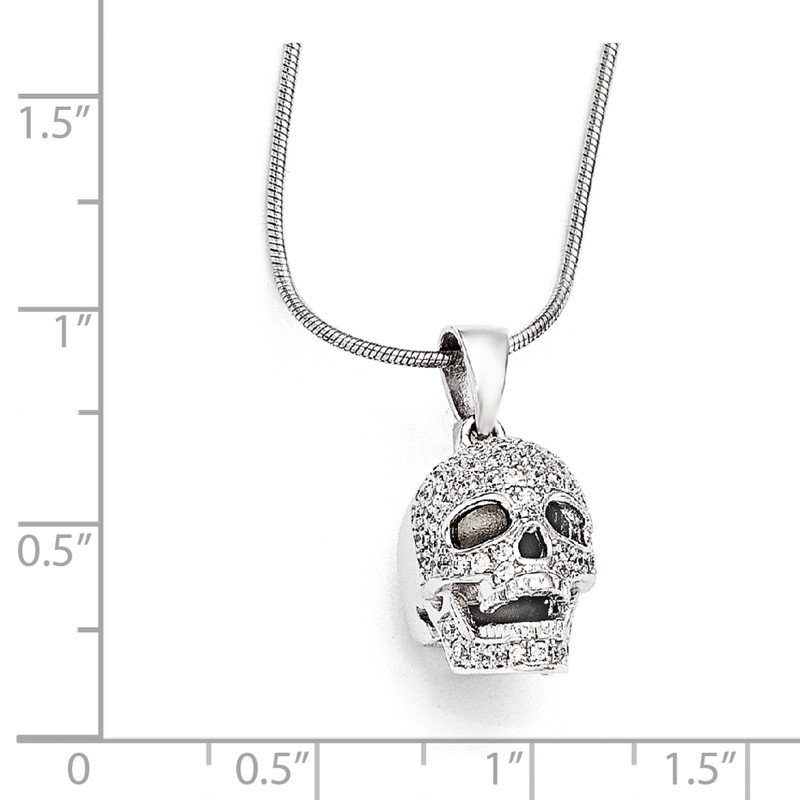 Sterling Silver & CZ Brilliant Embers Skull Necklace Sterling Silver & CZ Brilliant Embers Skull Necklace