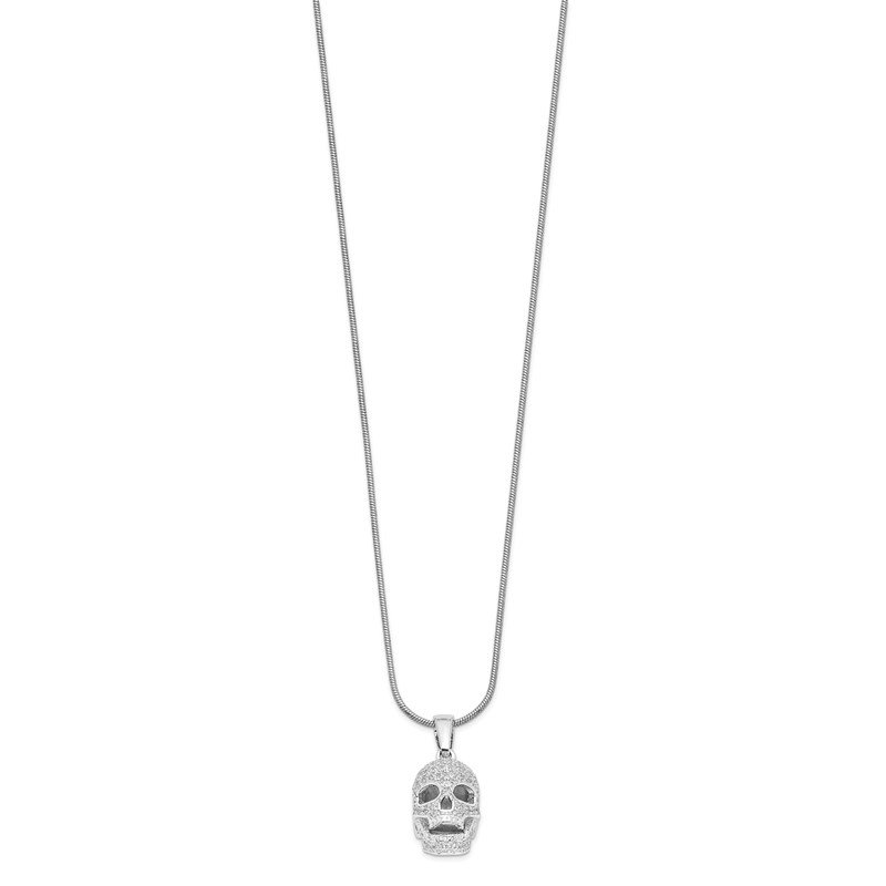 Sterling Silver & CZ Brilliant Embers Skull Necklace Sterling Silver & CZ Brilliant Embers Skull Necklace