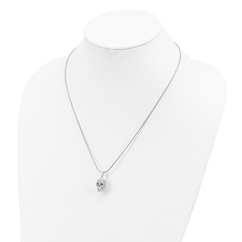 Sterling Silver & CZ Brilliant Embers Skull Necklace Sterling Silver & CZ Brilliant Embers Skull Necklace