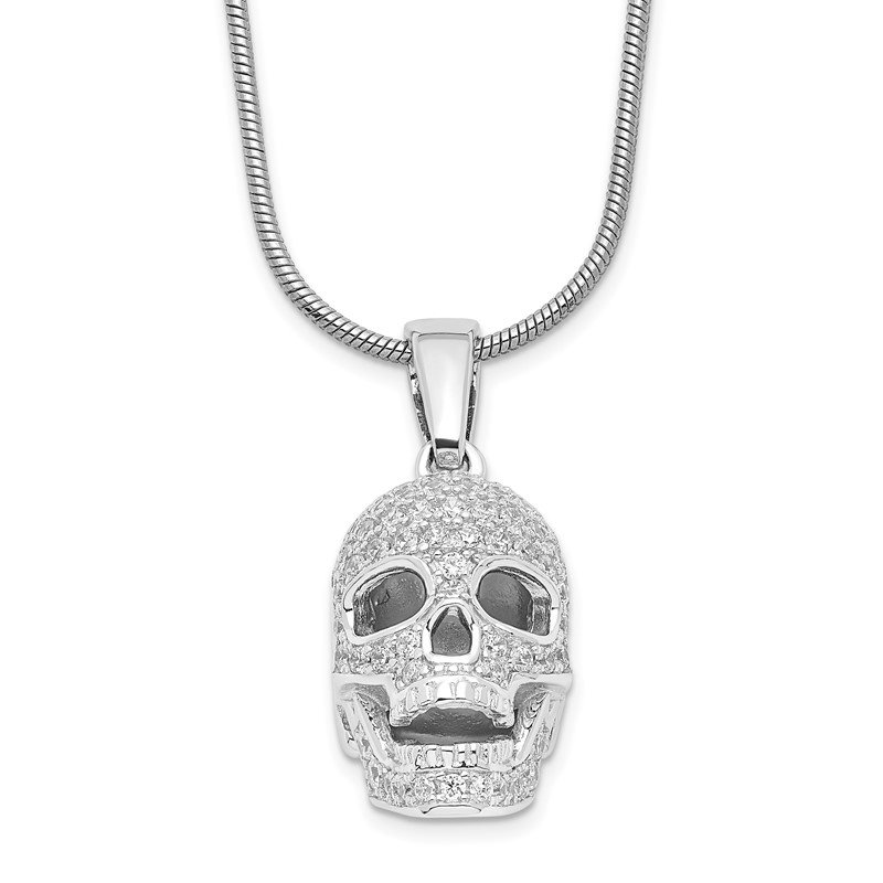 Sterling Silver & CZ Brilliant Embers Skull Necklace Sterling Silver & CZ Brilliant Embers Skull Necklace