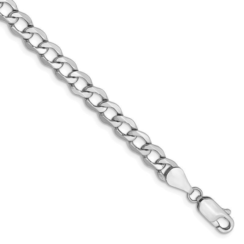 14K White Gold 16 inch 5.25mm Semi Solid Curb with Lobster Clasp Chain