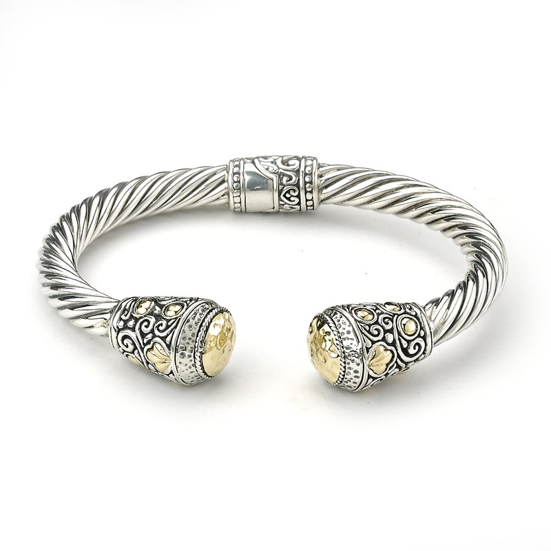 Samuel B STERLING SILVER/18K HAMMERED GOLD TWISTED HINGED
