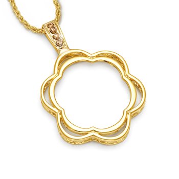 Vintage Inspired Flower Themed Monocle Pendant with Crystals J452-JJM002