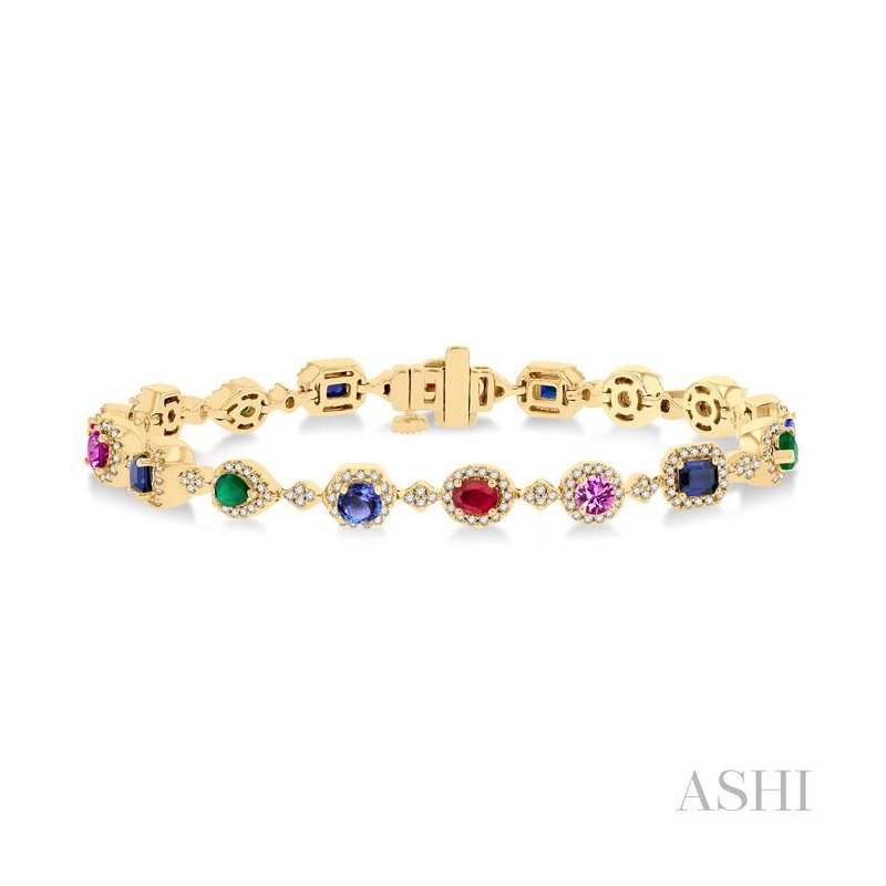 大特価!! Halo Shape Mixed ASHI Gemstone Bracelet Diamond & アクセサリー