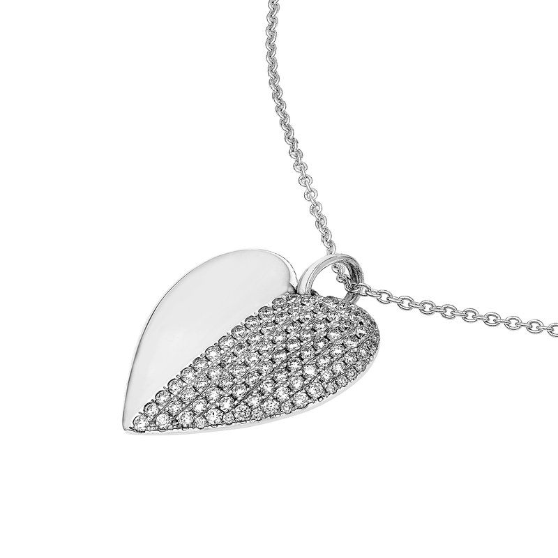 Midas Chain 50/50 Diamond Heart Pendant (5/8tcw) in White Gold