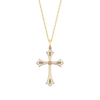 Gold Vermeil Enamel and White Topaz Cross Pendant ASPGVG1112WT