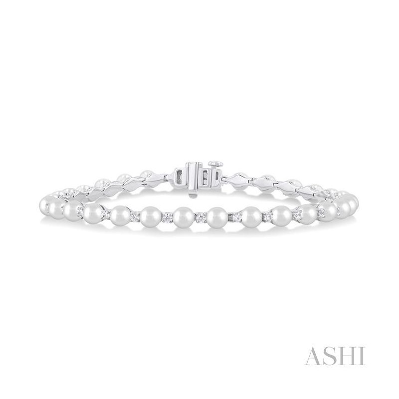 ASHI Pearl & Diamond Tennis Bracelet 784QVMEFGWPWG - Michael ASHI Pearl & Diamond Tennis Bracelet 784QVMEFGWPWG - Michael