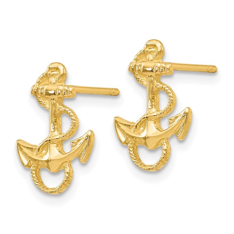 14K Yellow Gold Anchor With Rope Trim Post Earrings 14K Yellow Gold Anchor With Rope Trim Post Earrings