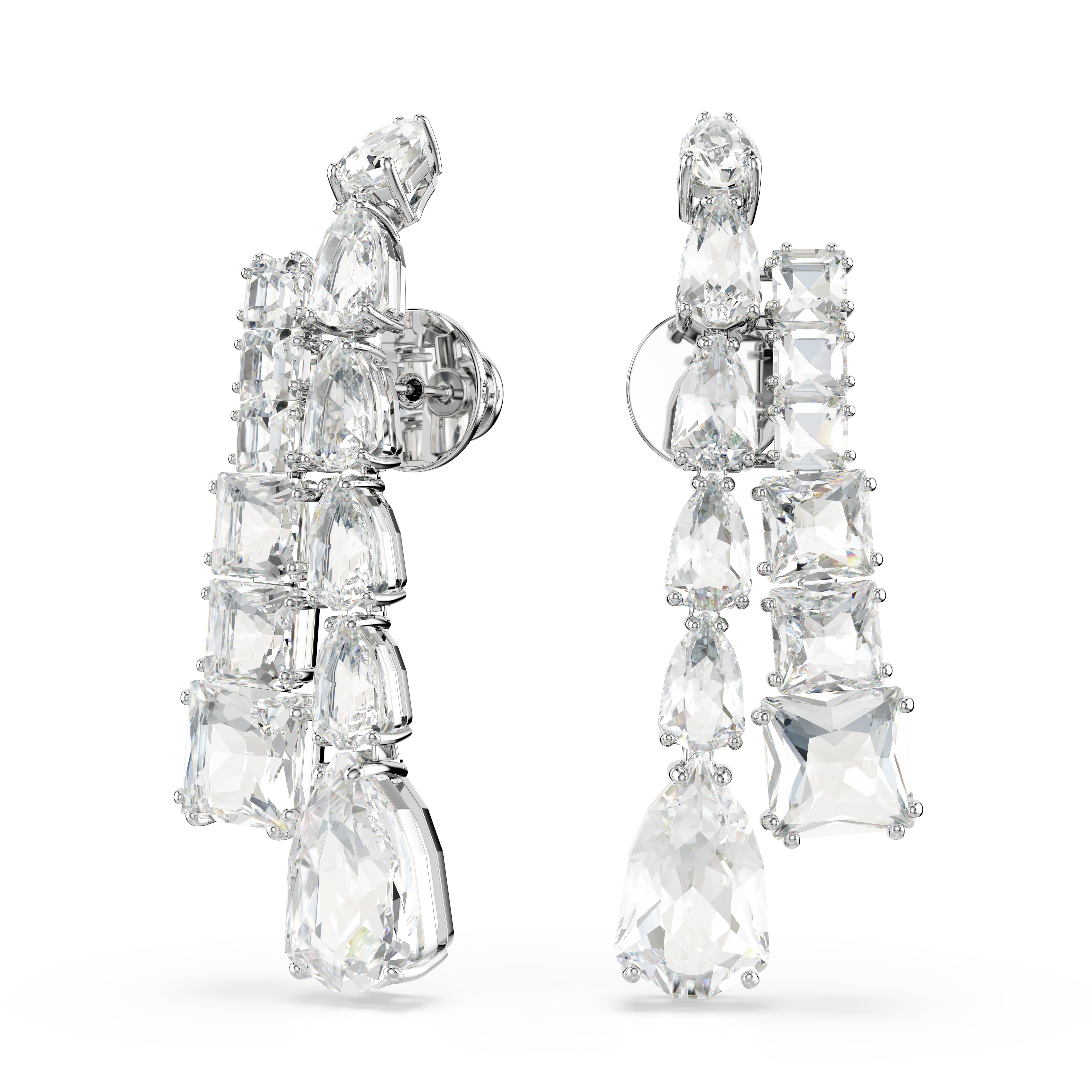 t*u様 スワロフスキー Swarovski 『Marie&Pierre』クリス Swarovski Matrix drop earrings, Mixed cuts, White, Rhodium plated