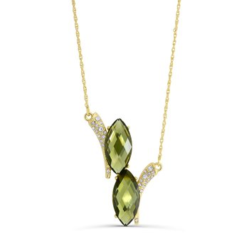 Almond-Shaped Two-Stone with Crystals Necklace M500-CA-00447